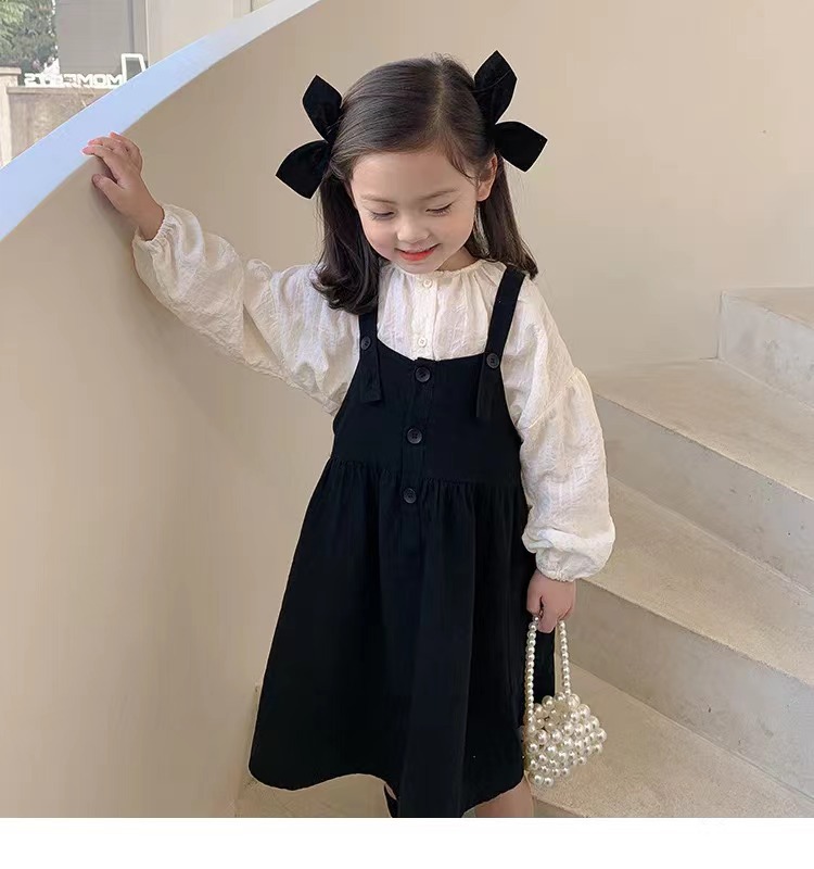 女童装2023秋季新款儿童韩版公主裙洋气宝宝连衣裙泡泡袖二件套装