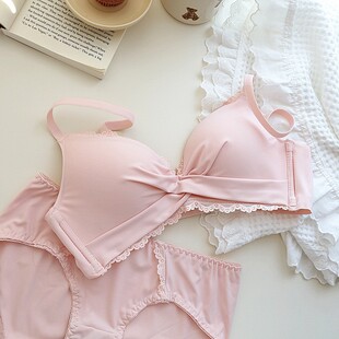 Girl's lace underwear women's wireless small chest push up thin top support anti-sagging adjustable seamless bra suit