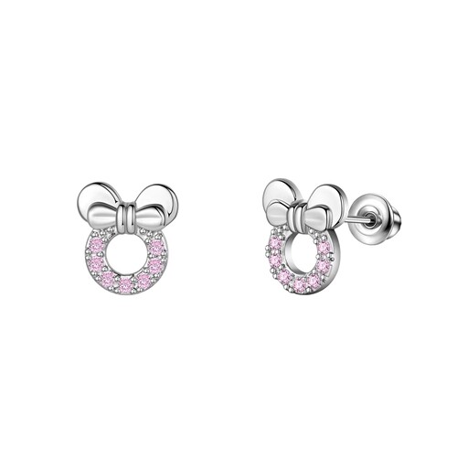 Elegant Pink Diamond Accents Earrings, Simple Pearl Earrings, New Small Stud Earrings with Diamond Accents, Pierced Jewelry