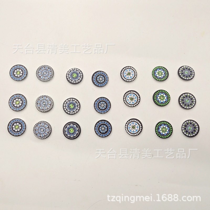 1.5/2/2.5cm Botones de disco de impresión azul sobre fondo blanco Botones de disco de impresión sobre fondo blanco 100 piezas por paquete