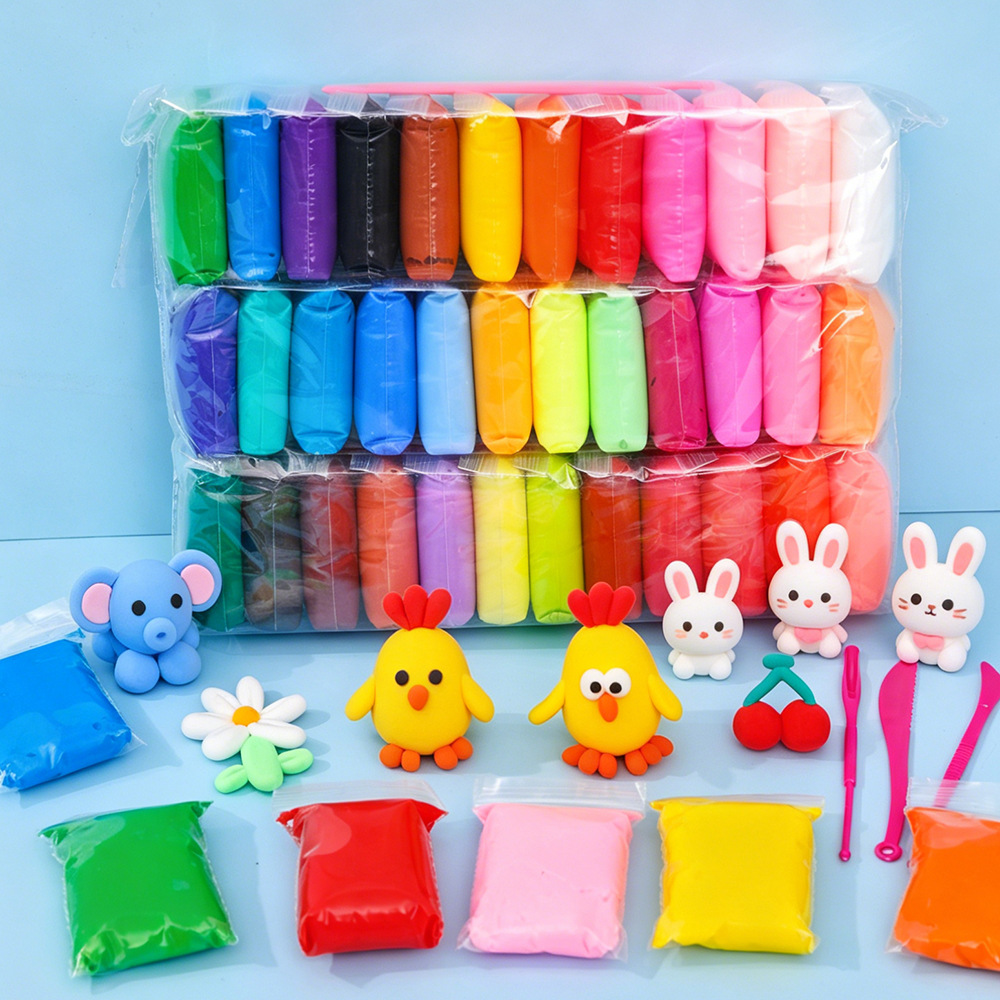 Niños de arcilla ultra ligera 12 colores 24 colores 36 color barro conjunto de jardín de infantes puzzle artesanal DIY arcilla de goma de plástico