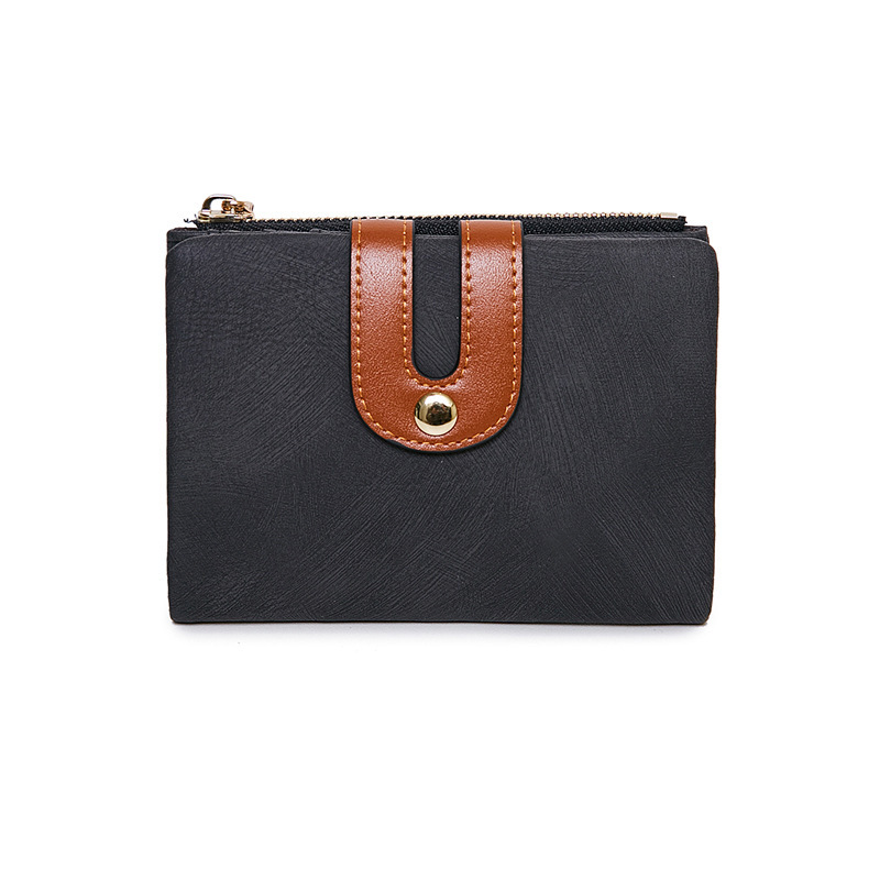 Cartera corta estilo coreano 2023, simple y moderna, doble pliegue, versátil, para estudiantes