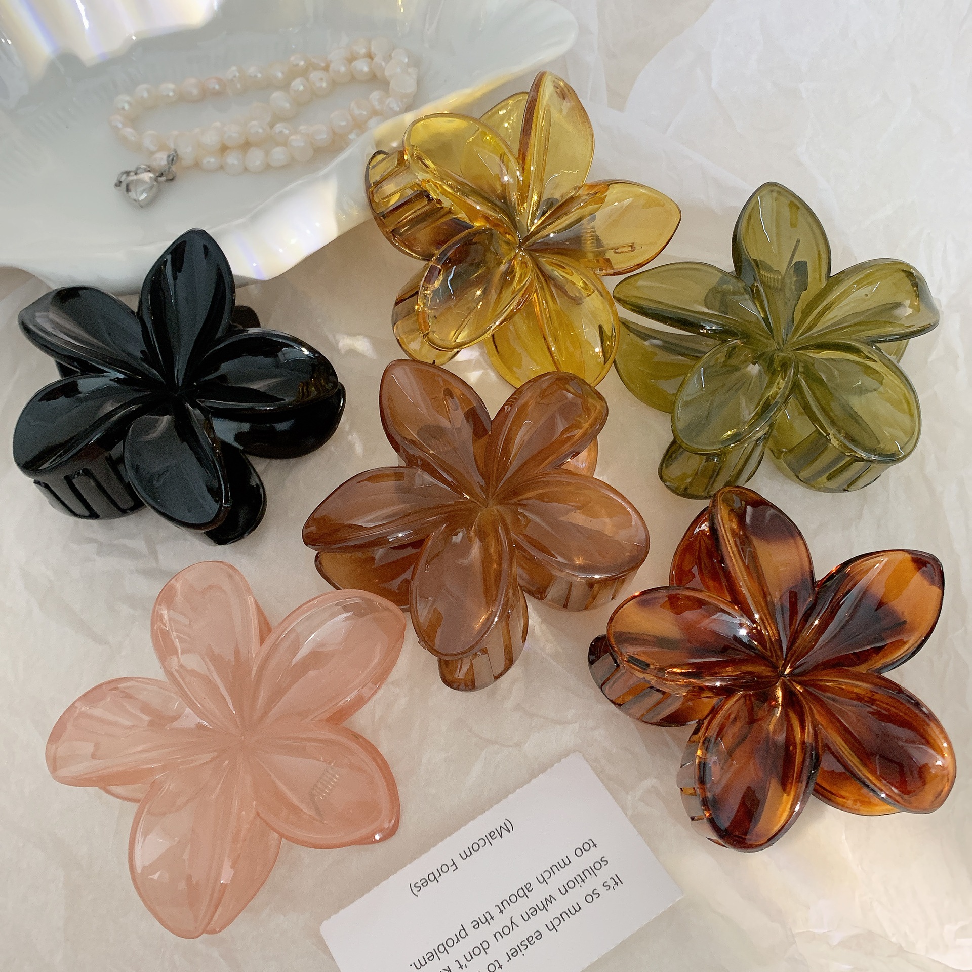 PS Material Flower, Fish, Shark Pattern Retro Simple Style Women's Flower Fish Shark PS Hair Clip Hair Claws