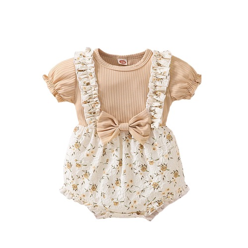 Ins Baby Bodysuit with Floral Print, Two-Piece Girls' Triangle Crawling Suit, More Style Summer Batch