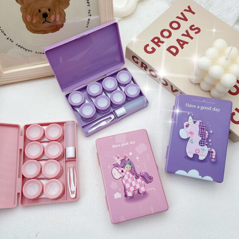 New small Trojan cute contact lens companion box beauty pupil box four sets of portable student contact lens companion