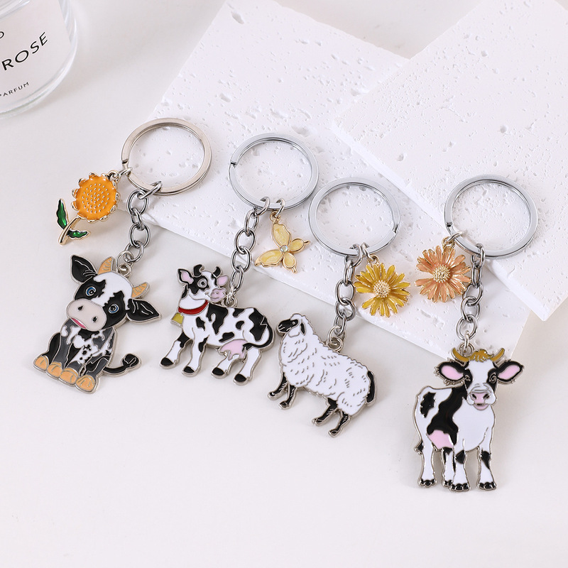 Cross-Border Xiyin Label Cartoon Animal Cow Keychain Pendant Bag Cute Girl Pendant Decoration Gift