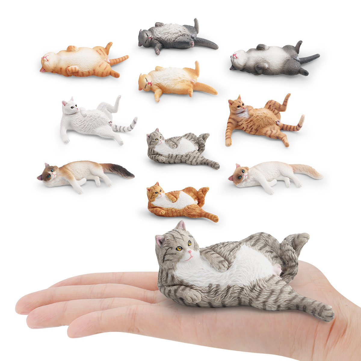 Mascotas transfronterizas modelo de gato juguete de simulación de gato borracho gato dormido gato acostado de lado gato blanco decoración de gato naranja adornos estáticos