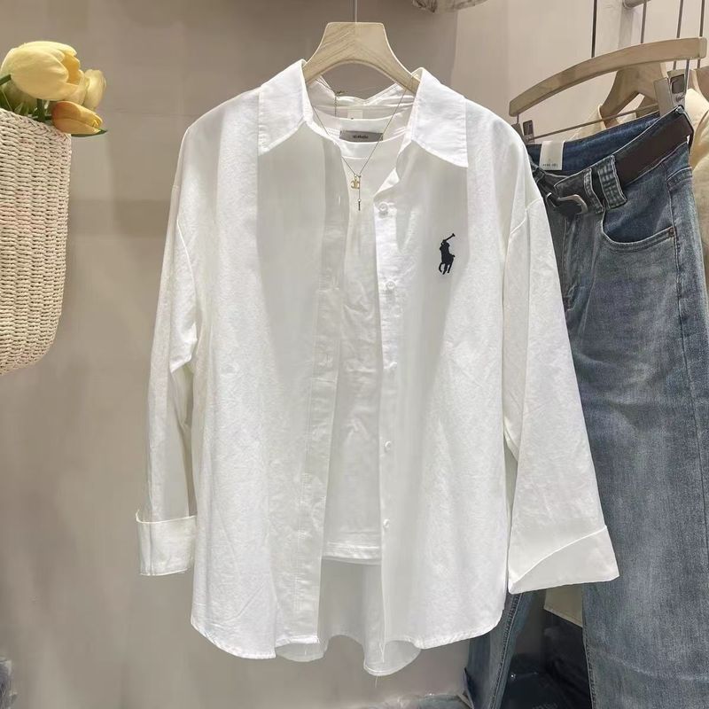ロバ刺繍シャツレディースゆったり韓国風シンプルハイエンドデザイン通勤シャツおしゃれカジュアル長袖トップス|undefined