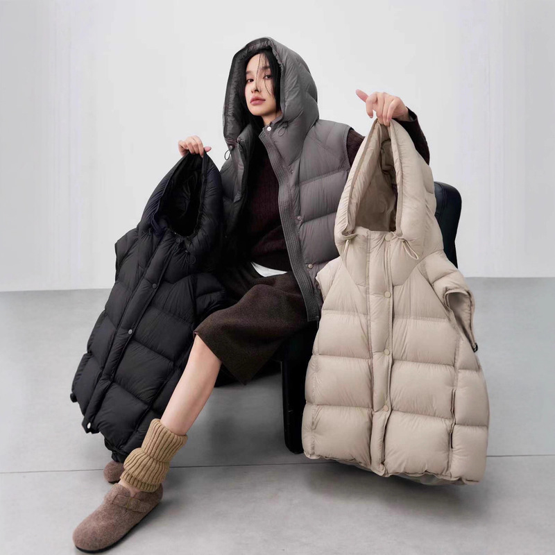 Cloud Puff down Jacket Vest Women's 2025 Winter New Thickened Hooded 90 White Duck down Warm Vest Jacket Cloud Puff down Jacket Vest Women's 2025 Winter New Thickened Hooded 90 White Duck down Warm Vest Jacket
