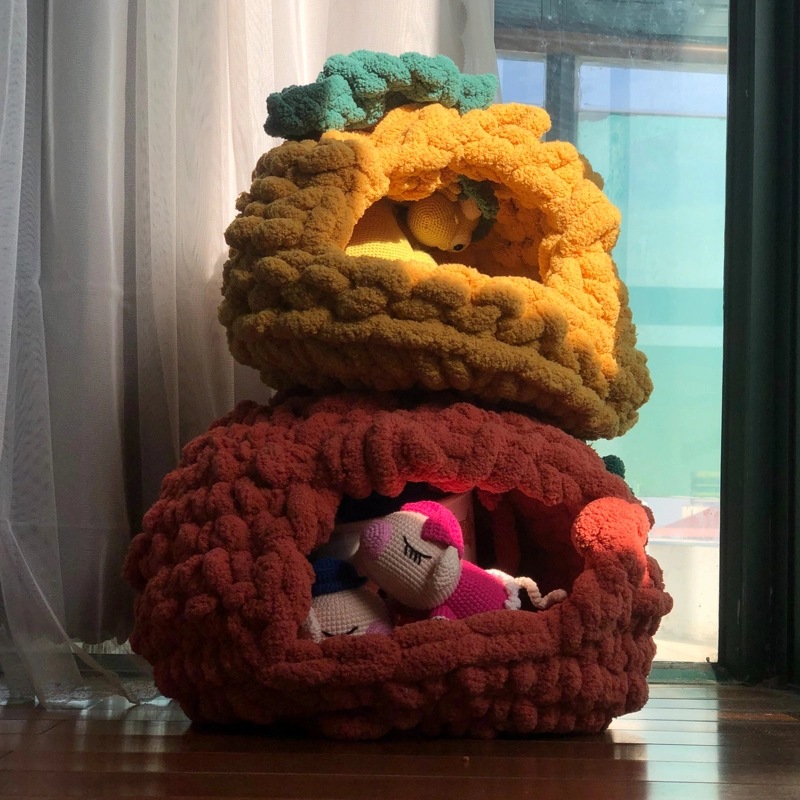 Amazon DIY manta de chenilla sub-hilo grueso hilo de lana de Islandia lana gruesa tejida a mano cojín almohada animal nido