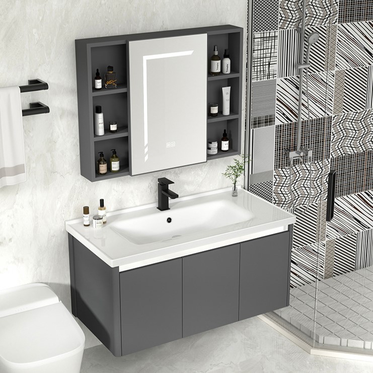gabinete de baño inteligente combinación espacio aluminio lavabo cerámica integral lavabo