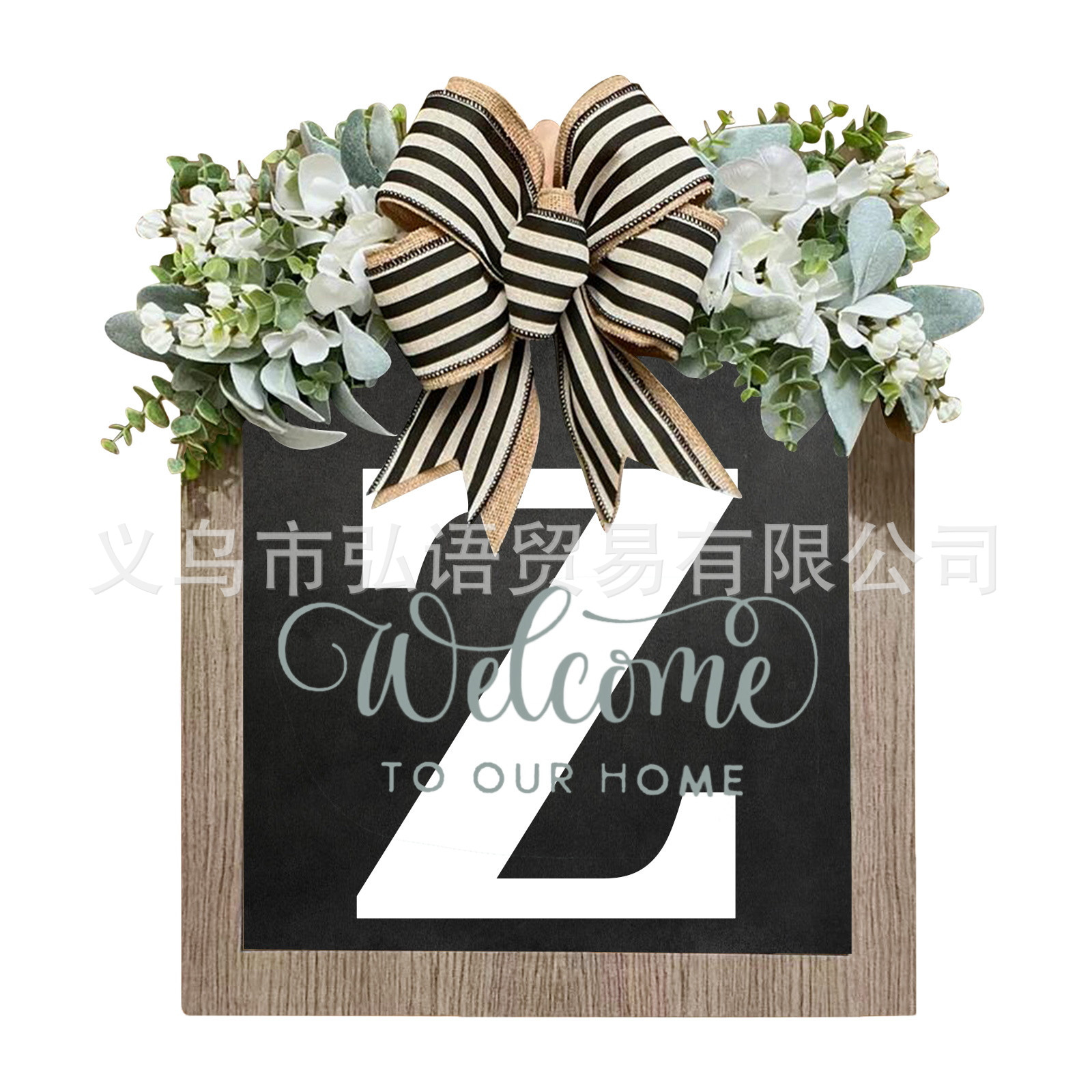 Transfronterizo Apellido Año Ronda Puerta de entrada Wreath26 letras mariposa Placa de puerta Decoración