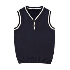 純棉兒童針織套頭馬甲寶寶外出洋氣背心2024春秋新款學院風上衣