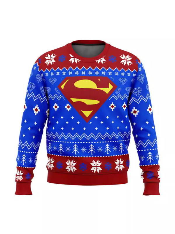 Superman Iron Man Around Christmas Carnival Christmas Gift Neutral Thickened Round Neck Sweater New Fashion Sweater Superman Iron Man Around Christmas Carnival Christmas Gift Neutral Thickened Round Neck Sweater New Fashion Sweater