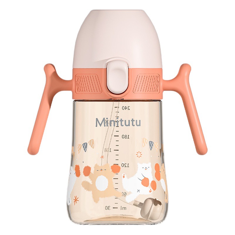 Minitutu New flip boca ancha para niños PPSU taza de agua para niños boca ancha taza de agua PP resistente a la caída resistente a altas temperaturas