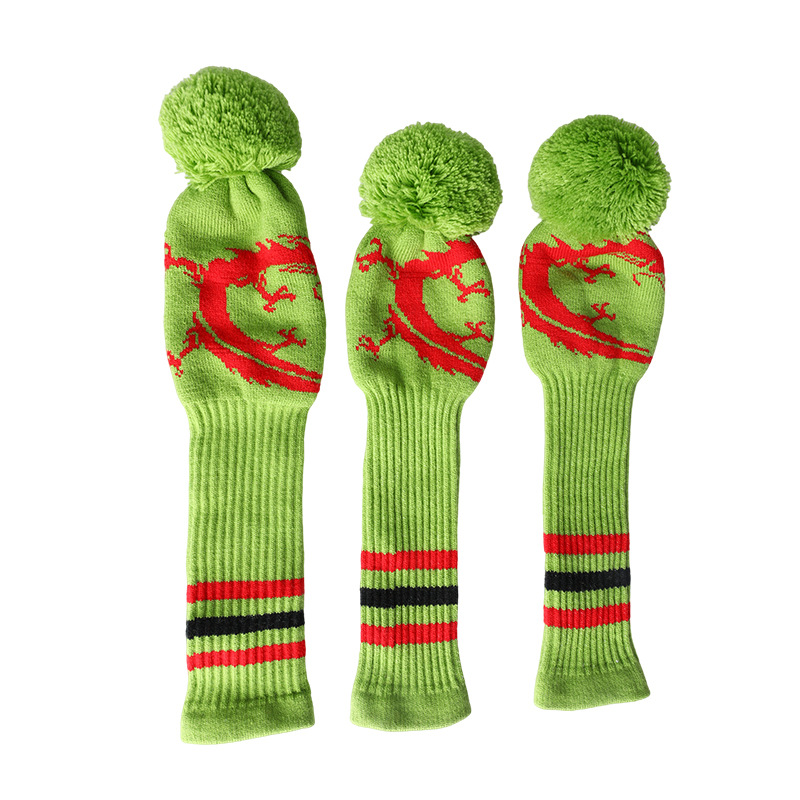 Directo de fábrica de pelo transfronterizo e-commerce Amazon golf suministros de madera de polo cubierta de la cabeza de Rod de lana cubierta de sombrero de tejer dragón