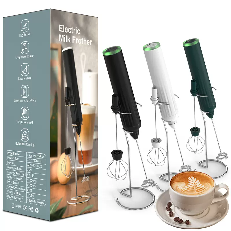 跨境新款电动奶泡器USB充电打泡器手持式打蛋器迷你搅拌器起泡器