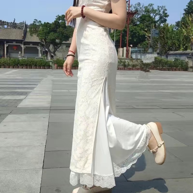 ペチコート、ボトムスカート、重ね着チャイナドレス、漢服馬面スカート、新中国風スカート、レースで肉感カバー、シンプル卸売|undefined