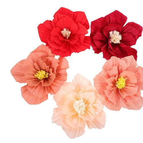 Морщинистый цветок для гостиной, свадебное украшение, креповый бумажный цветок, свадебный макет комнаты, набор латте, свадебное украшение для фона