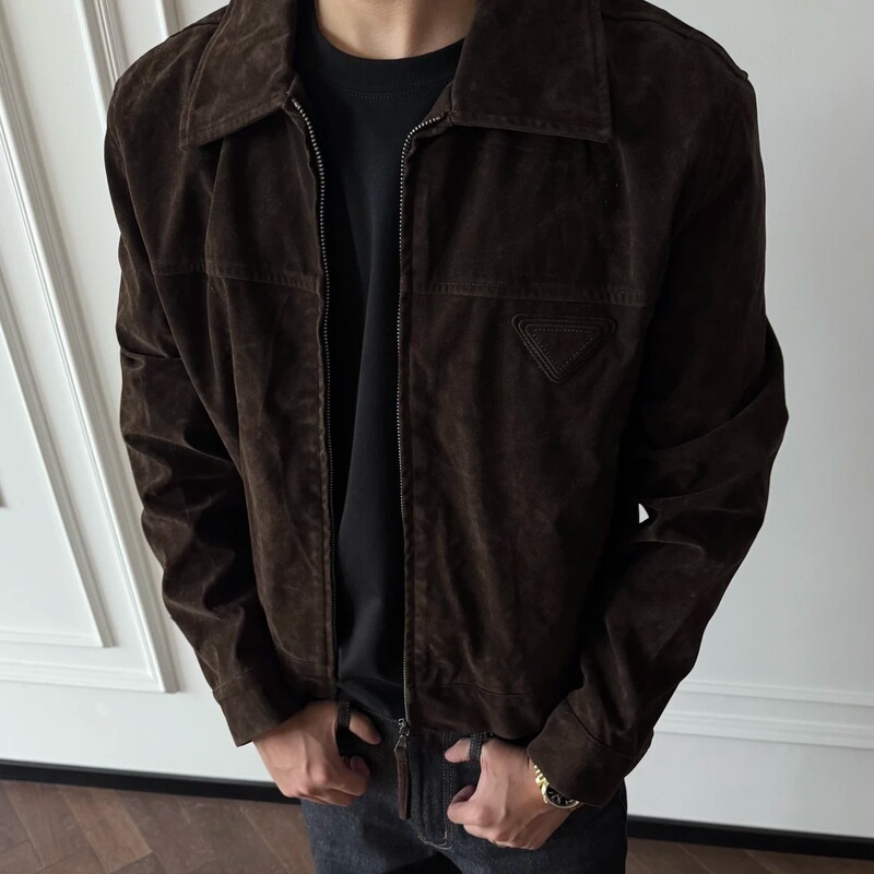 Factory Direct Sale American-Style Short Jacket for Men, High-End Brown Coat, Korean Light Luxury Workwear Pilot Top Trendy
