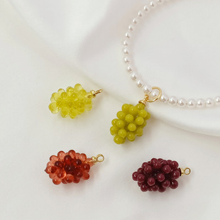 14K Color-Preserving Accessories Fun Small Grape Pendant Resin Handmade DIY Bracelet Necklace Earrings Jewelry Material