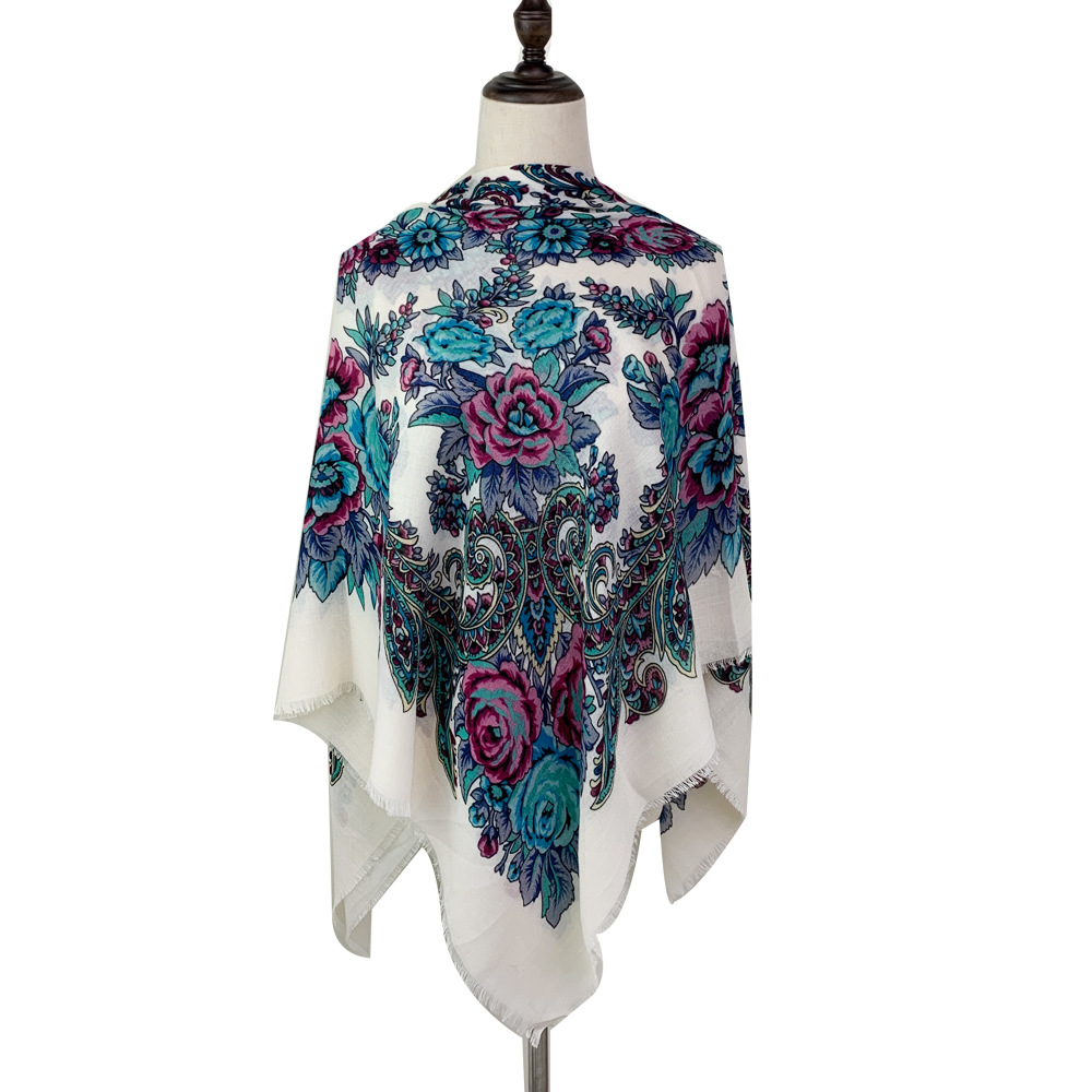 乱麻印花围巾披肩两用民族风复古新疆大方巾跨境现货批发一件代发