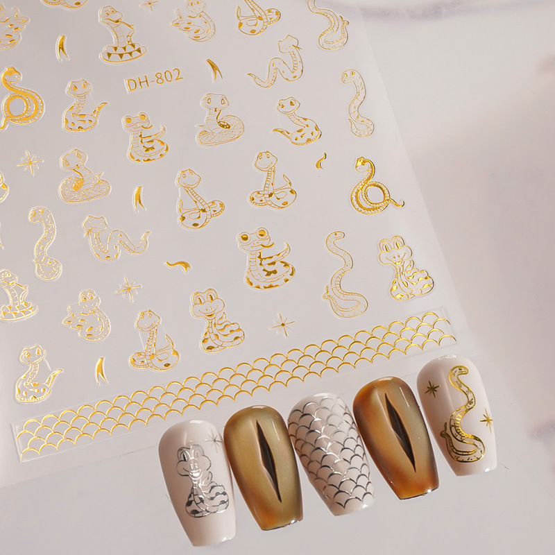 Redanco New 3D Flat Ins-Style Popular Cartoon Snake Nail Stickers Wholesale Dh-802 Redanco New 3D Flat Ins-Style Popular Cartoon Snake Nail Stickers Wholesale Dh-802