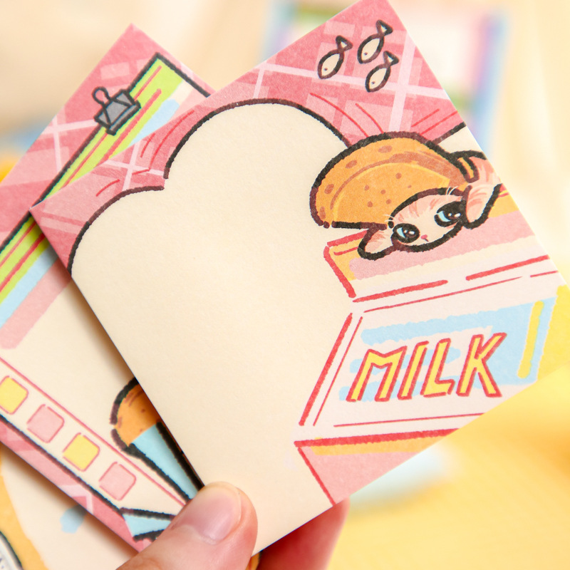 Youyou Brin Three Enjoy Pit N Tips Miau Wo Qi Tan Cartoon Original ins Style Student Post-it Notas de oficina