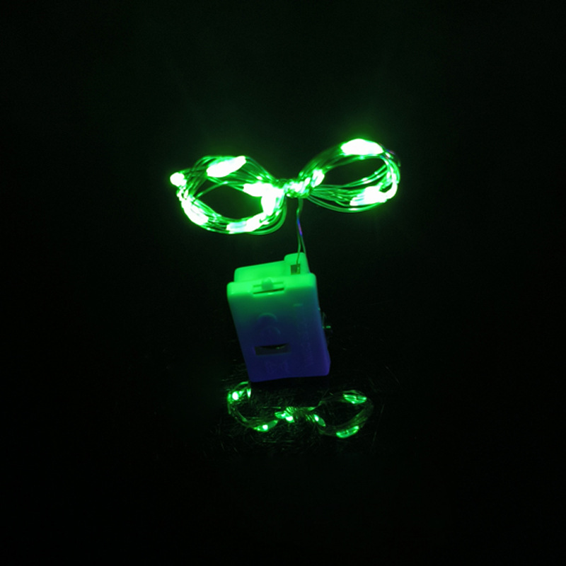 65000810 led铜线小白盒灯串-1米10灯 绿色