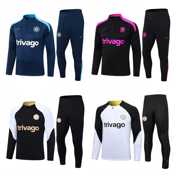 Chelsea Half Zipper Football Training Suit Adult Children Breathable Quick Dry Long Sleeve Main Suit Sportswear