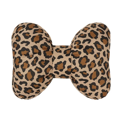 breathable seat pad, universal seat cover: Seat cushion, seat cover - linen-leopard-print-bow-waist-cushion-in-brown