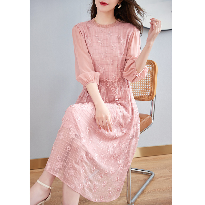 [Limited Time Special Offer] Silk Embroidered Dress for Women to Reduce Age, Waist Slimming Look Mulberry Silk Skirt 82399595