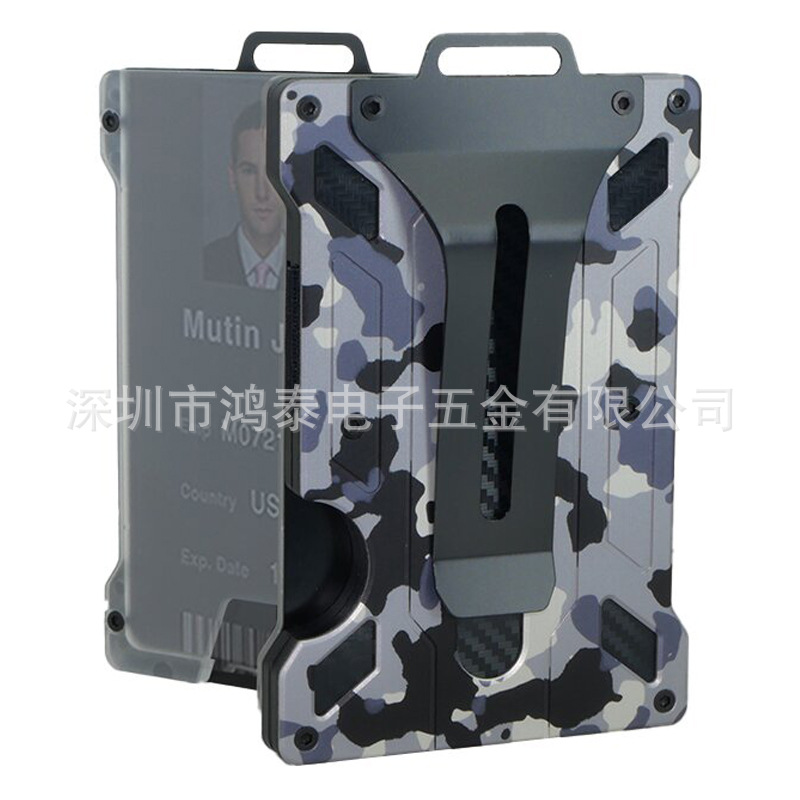 Amazon nuevo titular de la tarjeta de aleación de aluminio transparente insignia RFID metal billetera titular de la tarjeta de trabajo con la posición de la insignia