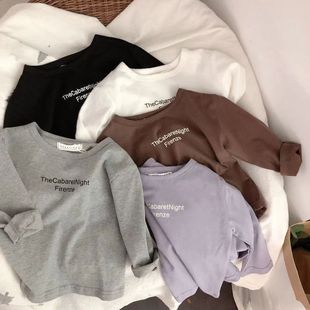 2024 Spring and Autumn Western Style All-match Men's and Women's Children's T-shirt Top Printed Long Sleeve Base Shirt Fashionable Clothes