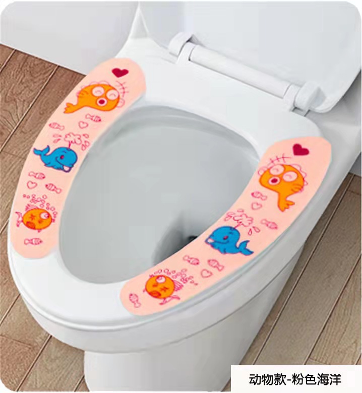 Impreso de dibujos animados de corte adhesivo estático pegatinas de baño lavable baño asiento del inodoro cojín