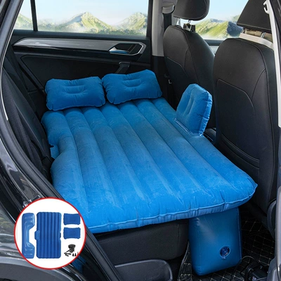 Mattress Car Rear Sleeping Cushion – Vehicle-mounted inflatable bed - split-straight-blue-long-pier