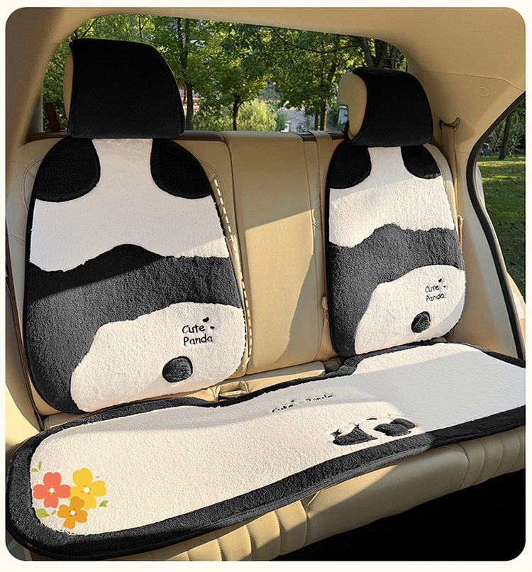 New Winter Car Seat Cushion Cartoon Panda Plush Warm Car Seat Cover Car Accessories Car Interior Decorations