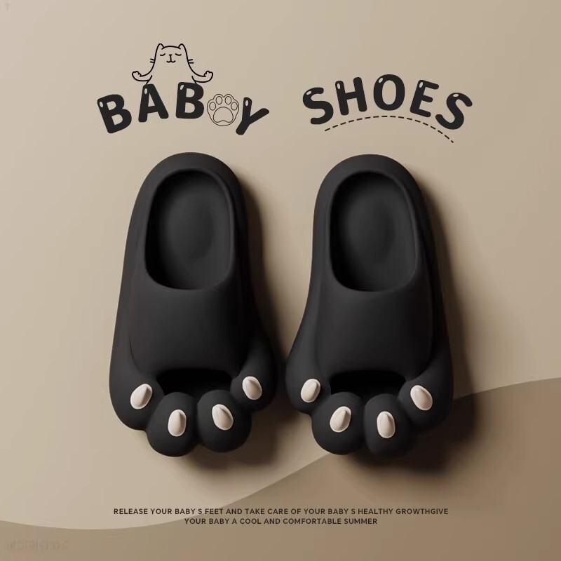 Cartoon bear paw closed-toe slippers for women, summer outdoor wear, non-slip, thick-soled, cute, suitable for students, daily use, couples' home sandals
