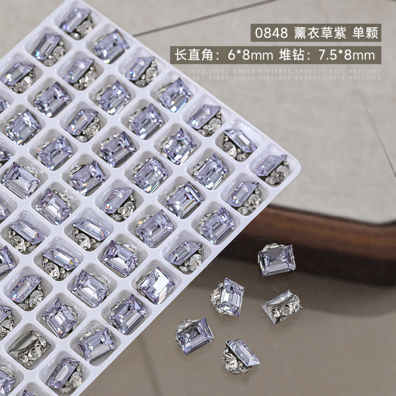 K9无底托美甲堆钻饰品爆闪长直角堆堆钻百搭手工冰糖美甲成品配饰|undefined