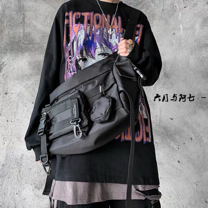 Bolso de herramientas funcional lona japonesa de gran capacidad ins Trend Women Tactical Brand Hip Hop Boys Bandolera