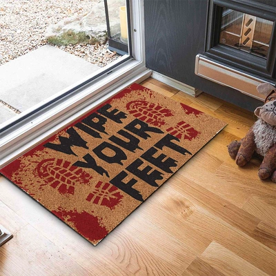 Pumpkin Head Mat Carpet, Avtomobil döşəmə paspasları - bloody-footprints-40-60cm-skin-friendly-suede