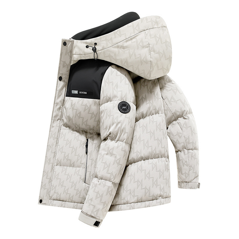 【Weichi】Mainly Recommended Thickened Hooded down Jacket for Men, Short Style, Stretchy Knit Printed Men's Outerwear_8Th Batch