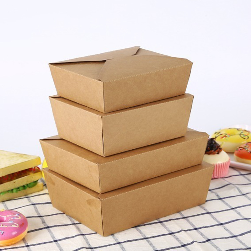 一次性打包盒牛皮纸打包盒饭盒外卖饭盒外卖餐盒炸鸡盒耐油