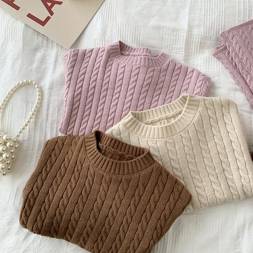 Children's twist sweater 0-6 years old spring Korean children's clothing girls solid color spring tops baby clothes CY887