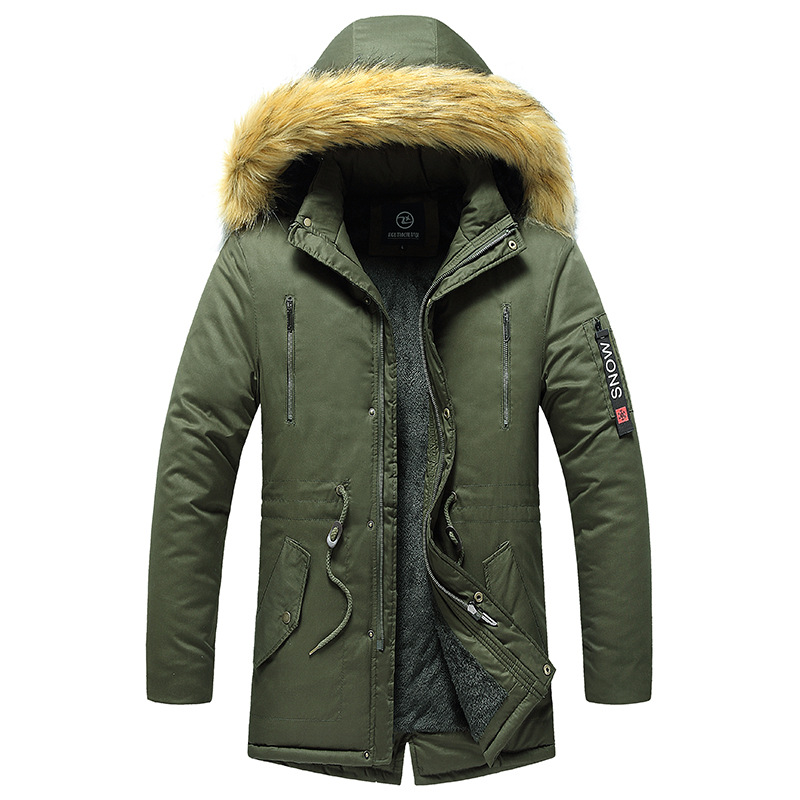 Aliexpress hombre chaqueta de algodón medio largo, moda europea y americana, delgada, cálida y gruesa, chaqueta de algodón de hombre joven