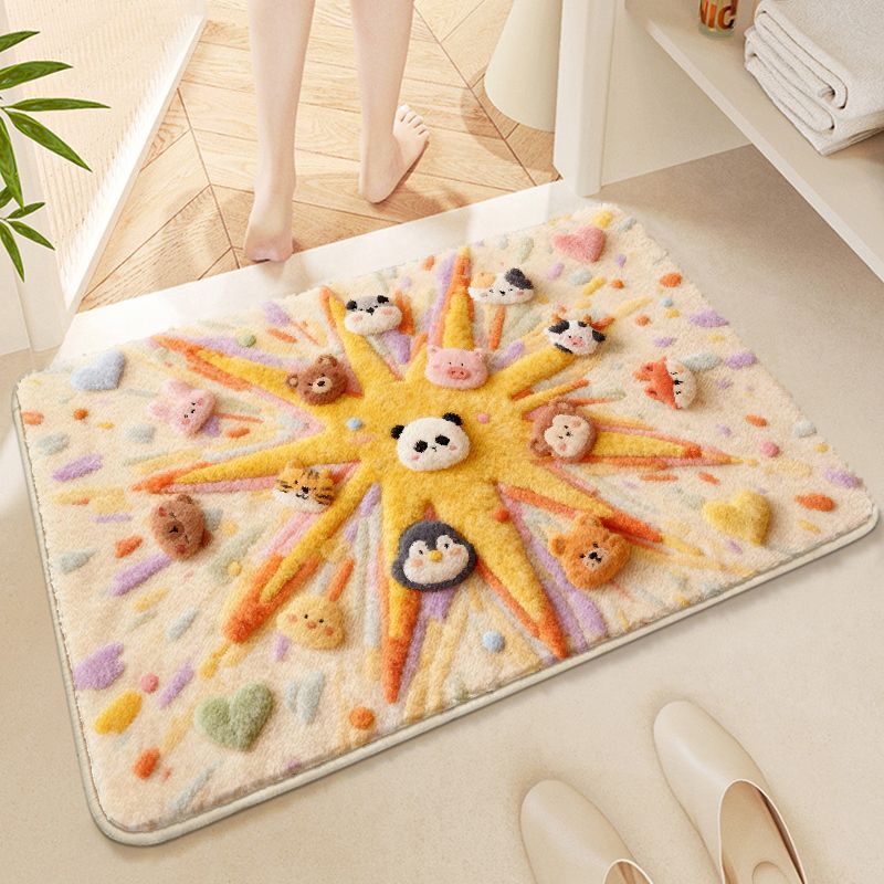 Cartoon Shin-Chan Bathroom Floor Mat, Bathroom Absorbent Mat, Non-Slip Carpet, Plush Decorative Foot Mat for the Toilet Door