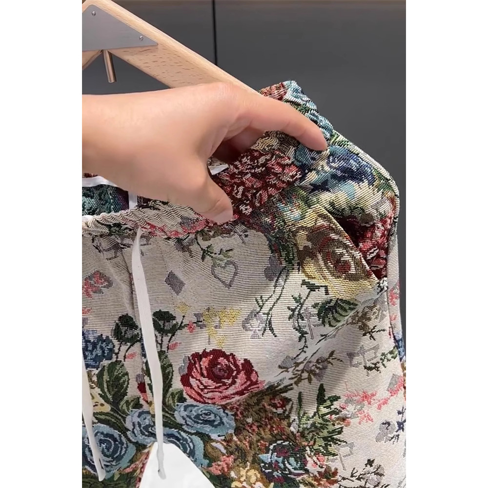 Men's Summer Trendy Casual Thin Floral Print Shorts Versatile Loose Fit Beach Sports Capri Pants_viptrois.com