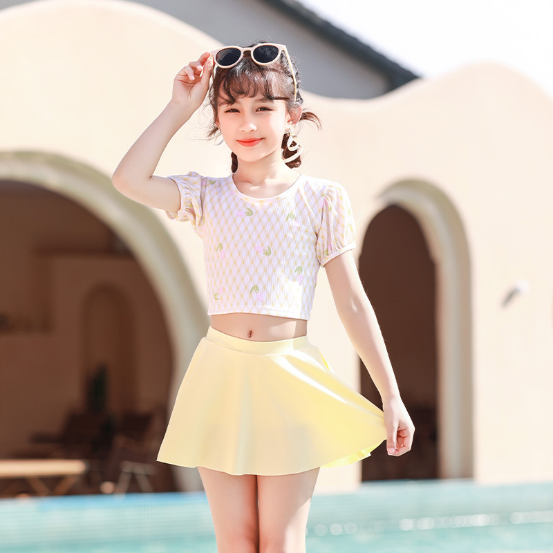 Nuevo traje de baño para niños, vestido de princesa de moda de dos piezas dividido para niñas