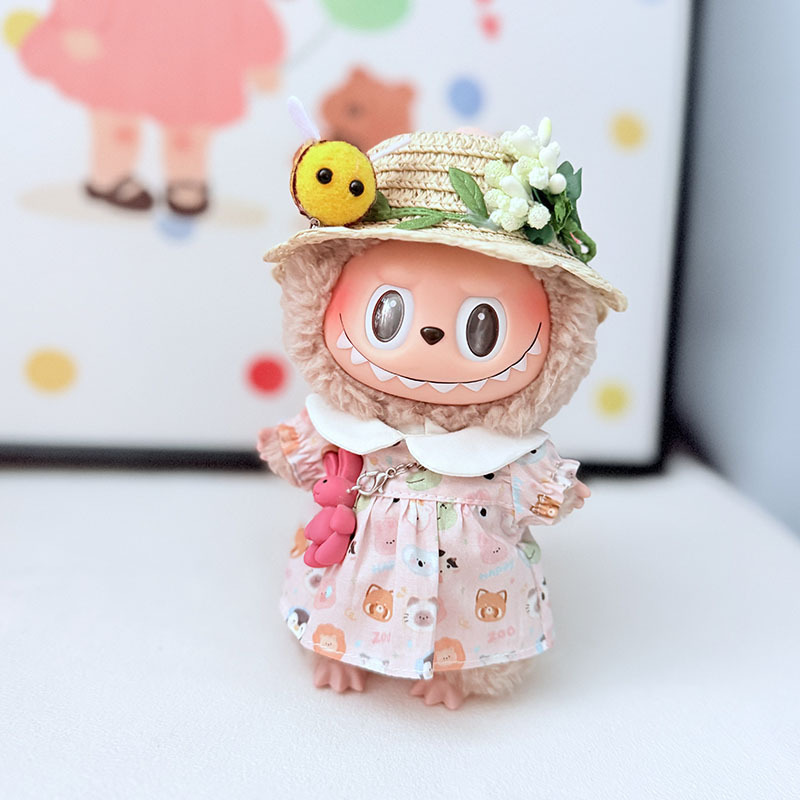 第二世代のLabubu服のキーホルダーは布の子供服の小動物のワンピースのセットを引っ張ります。|undefined