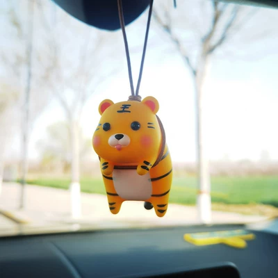 Cute Piggy Car Pendant Car Interior Pendant Pendant Internet Celebrant Panda Rearview Mirror Pendant Car Decoration Women's Creative (Car hanging) - lanyard-tiger